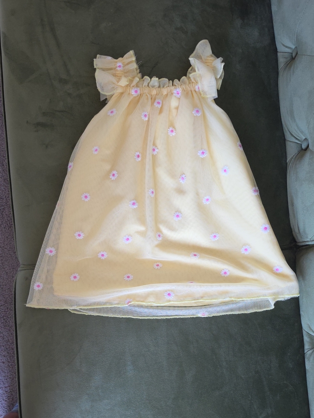 Cat & Jack Pale Yellow Tulle Dress with Pink Accents